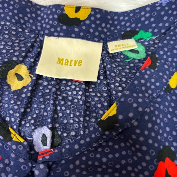 Anthropologie Maeve Navy Ruffled Hem Top Size Small - Picture 6 of 8